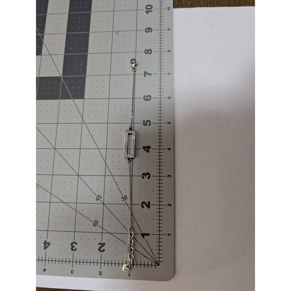 Brighton Rectangle Crystal Accent Adjustable Silver Tone Bracelet - Picture 15 of 15